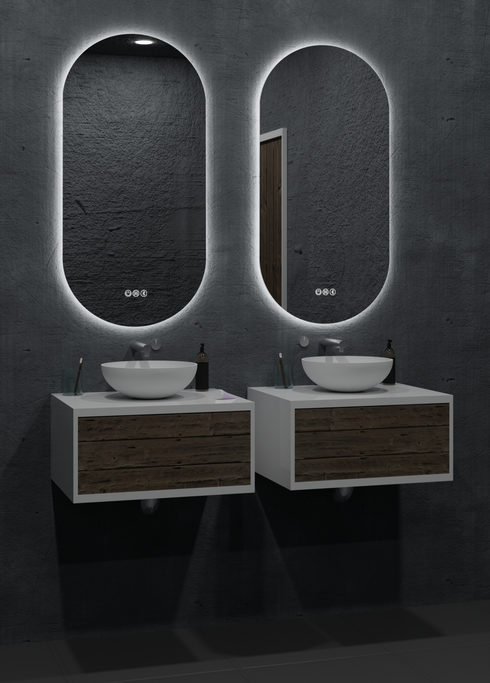 Amara Pill Shaped Anti-fog 3 Colour LED Backlit Bathroom Mirror With Optional Bluetooth Speaker