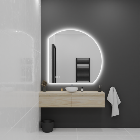 Enzo Corner Frameless 3 Colour LED Backlit Bathroom Mirror With Demister & Optional Bluetooth Speaker