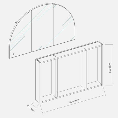 Myli 3-Door Arch Brushed Nickel Mirror Cabinet