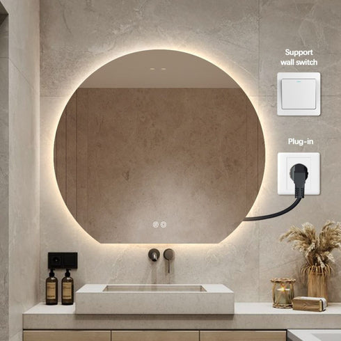Sol Frameless Crescent Moon Backlit LED Wall Mirror