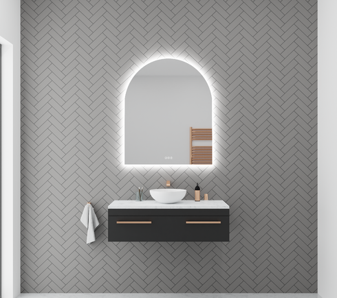 Aurelio Antifog Arch Shaped 3 Colour Backlit LED Bathroom Mirror With Optional Bluetooth