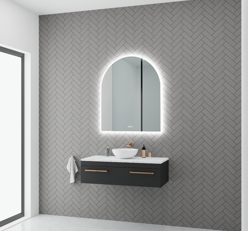 Aurelio Antifog Arch Shaped 3 Colour Backlit LED Bathroom Mirror With Optional Bluetooth