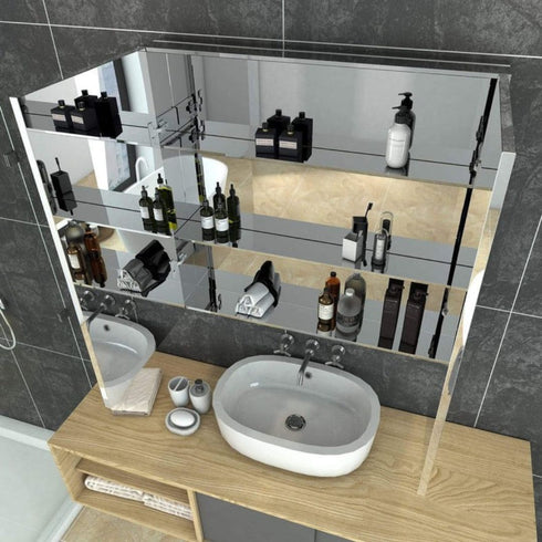 Coralie Stainless Steel Wall Mounted Bathroom Mirror Cabinet