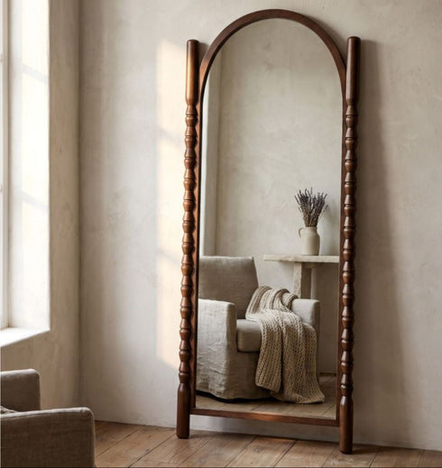 Willow Arch Full Length Dark Wood Wall Mirror