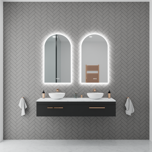 Aurelio Antifog Arch Shaped 3 Colour Backlit LED Bathroom Mirror With Optional Bluetooth