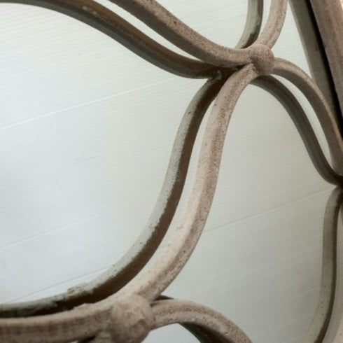 Viggo White Metal Round Wall Mirror - Decorative Pattern Frame Feature Mirror