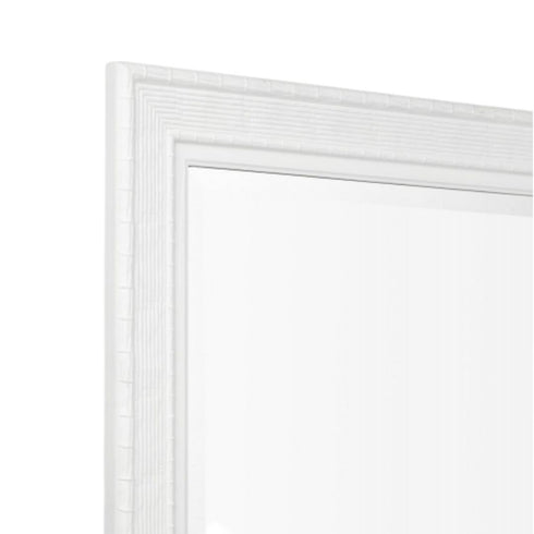Chinoise Hand Painted White Wall Mirror