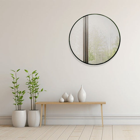 Kiora Black Round Wall Mirror