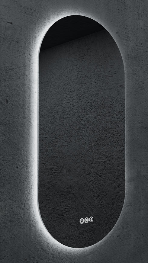 Amara Pill Shaped Anti-fog 3 Colour LED Backlit Bathroom Mirror With Optional Bluetooth Speaker