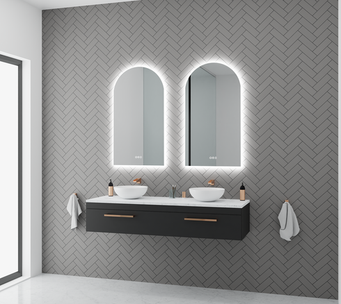 Aurelio Antifog Arch Shaped 3 Colour Backlit LED Bathroom Mirror With Optional Bluetooth
