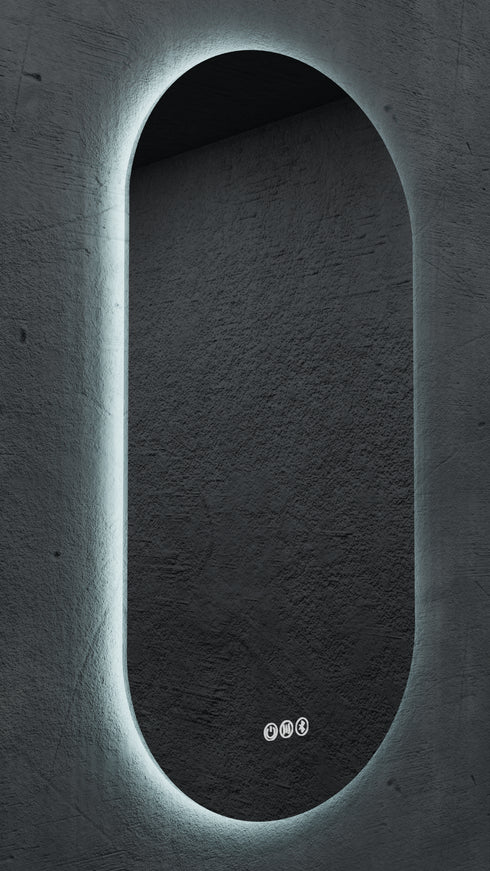 Amara Pill Shaped Anti-fog 3 Colour LED Backlit Bathroom Mirror With Optional Bluetooth Speaker