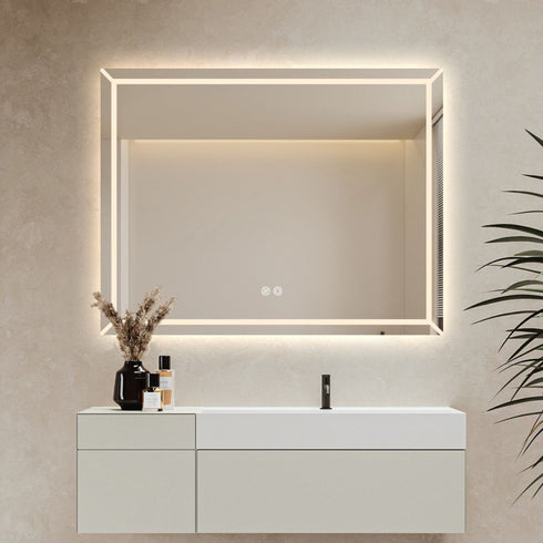 Ivo Rectangular Frameless Frosted Frontlit LED Wall Mirror