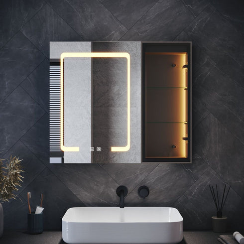 Arisanta Anti-fog LED Bathroom Cabinet With Glass Shelves