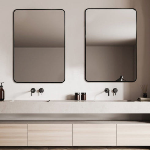 Malen Round Corners Black Wall Mirror