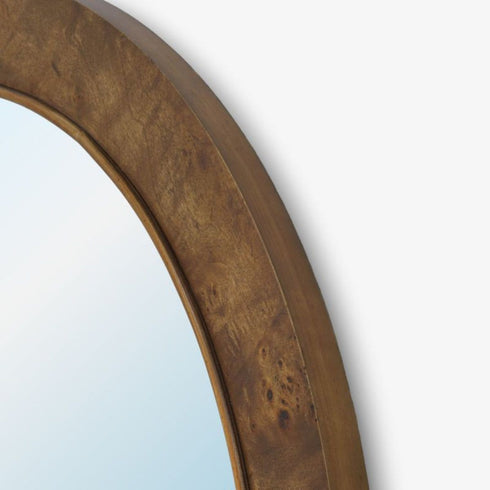 Claridel Wood Round Wall Mirror - Brown Frame 95cm