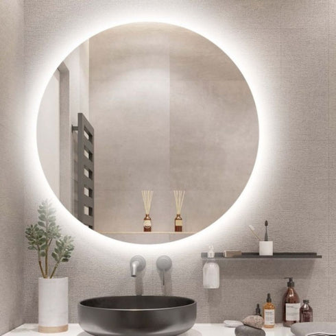 Monique Frameless Anti-Fog Backlit Round Bathroom Mirror with LED