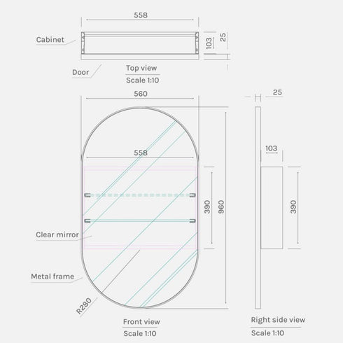 Noelle Brushed Nickel Pill Mirror Cabinet