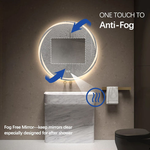Banksia Frameless Frosted Antifog Right Cut Moon Frontlit LED Wall Mirror