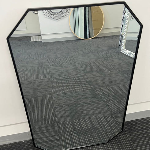 Gerard Octagon Mirror 90cm x 60cm black aluminium frame, full front view