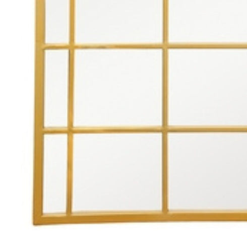 Greer Arched Window Gold Wall Mirror - Metal Grid Modern Feature Mirror