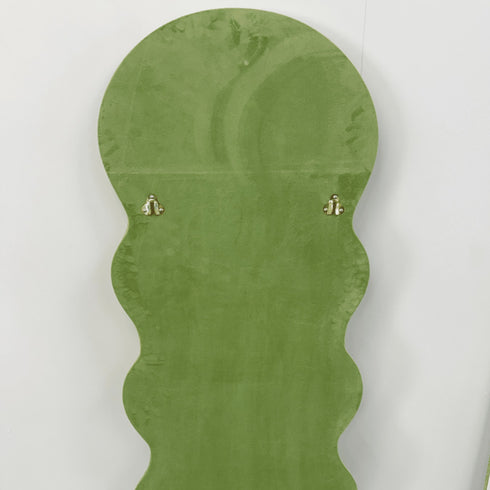 Quinn Wavy Velvet Frame Green Wall Mirror