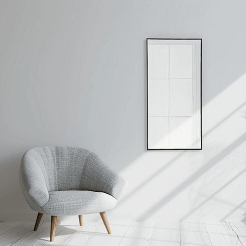 Slim black aluminium frame mirror l