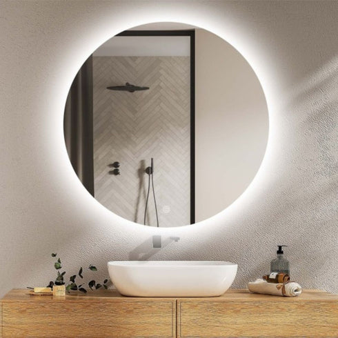 Monique Frameless Anti-Fog Backlit Round Bathroom Mirror with LED