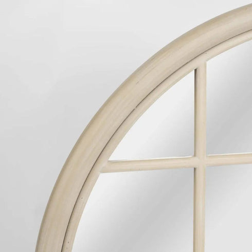 Clairissa Light Natural Round Wall Mirror - Natural Timber Grid Design