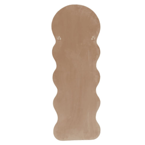 Back view of Modern Arched Wavy Velvet Full Length Mirror with MDF support