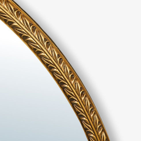 Brooks Carved Antique Gold Round Wall Mirror
