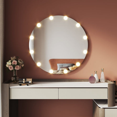 Criselain 3 Color Modes LED Round Vanity Wall Mirror