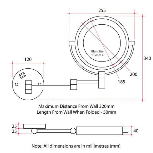 Ablaze Brushed Nickel 1x & 5x Magnification Shaving Mirror with LED Light