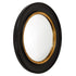 Cecille Black Round Mirror with black and brass frame, 100cm diameter