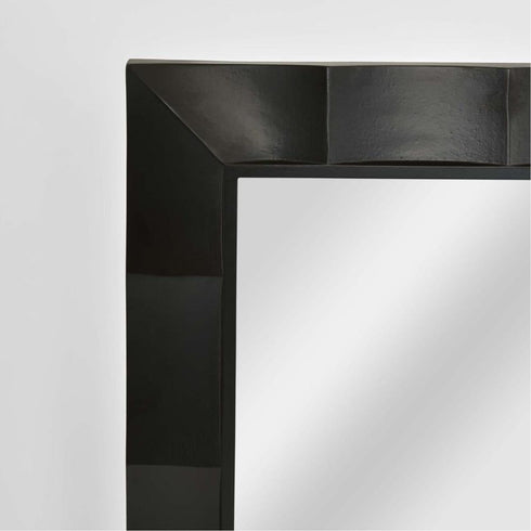 Fernando Black Wall Mirror - Modern Faceted Frame Rectangle Mirror Australia
