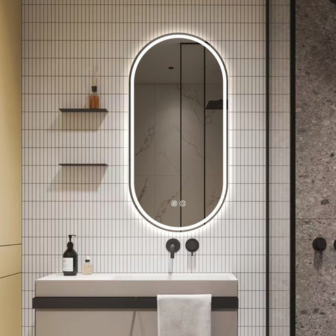 Joule Frameless Oval 30mm LED Strip Bathroom Mirror with Defogger