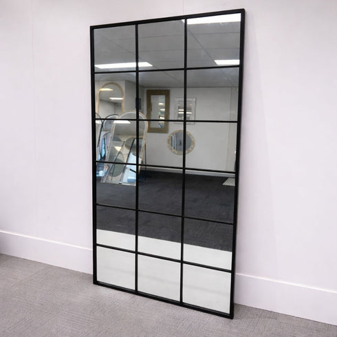 Noa Rectangular Iron Block Grid Full Length Wall Mirror