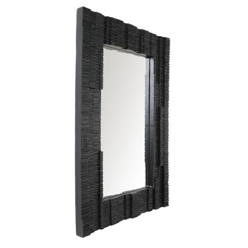 Modern Dani Black Wall Mirror hung horizontally in hallway interior