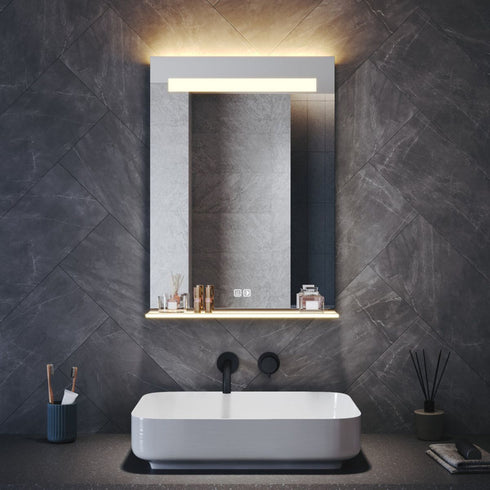 Arzen LED Bathroom Mirror with 3 Light Colours & Shelf