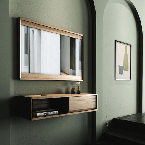 Fintan Modern Solid Oak Rectangular Wall Mirror with Rounded Edges