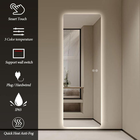 Inverloch Rectangular Edge-Lit LED Frameless Wall Mirror - Tricolour Dimmable Mirror