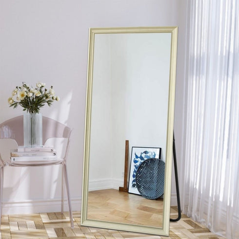 Derya Full Length Cream Wall Mirror - Freestanding Bedroom Mirror