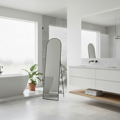Dimity Black Arched Standing Mirror