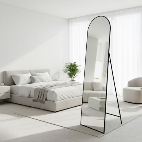 Dimity Black Arched Standing Mirror