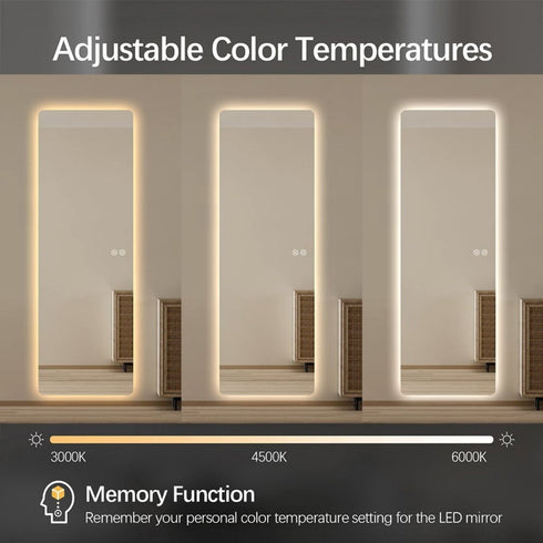 Inverloch Rectangular Edge-Lit LED Frameless Wall Mirror - Tricolour Dimmable Mirror