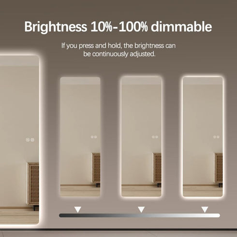 Inverloch Rectangular Edge-Lit LED Frameless Wall Mirror - Tricolour Dimmable Mirror