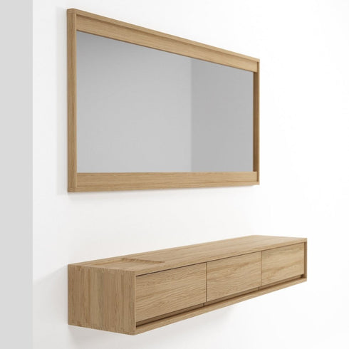 Fintan Modern Solid Oak Rectangular Wall Mirror with Rounded Edges