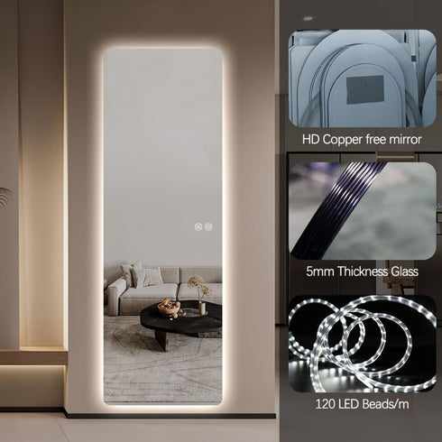 Inverloch Rectangular Edge-Lit LED Frameless Wall Mirror - Tricolour Dimmable Mirror