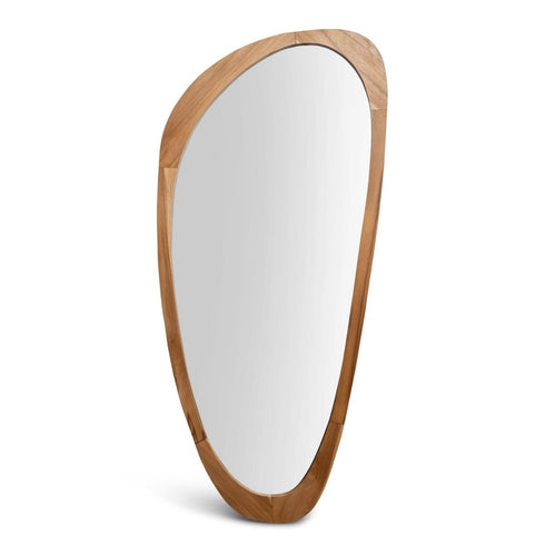 Paloma Organic Teak Wood Wall Mirror - Pebble Shape Natural Frame