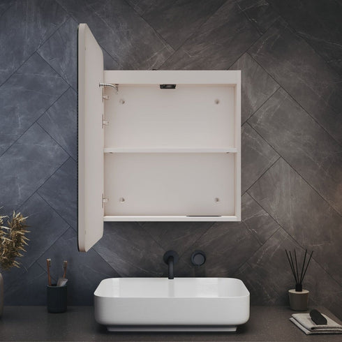 Crisyne LED Bathroom Wall Cabinet With Built-in Tissue Box Storage