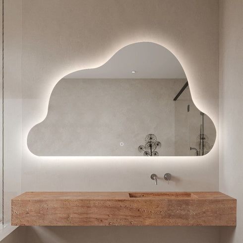 Deon Backlit LED Wall Mirror - Cloud Shape Bathroom Mirror with Touch Switch